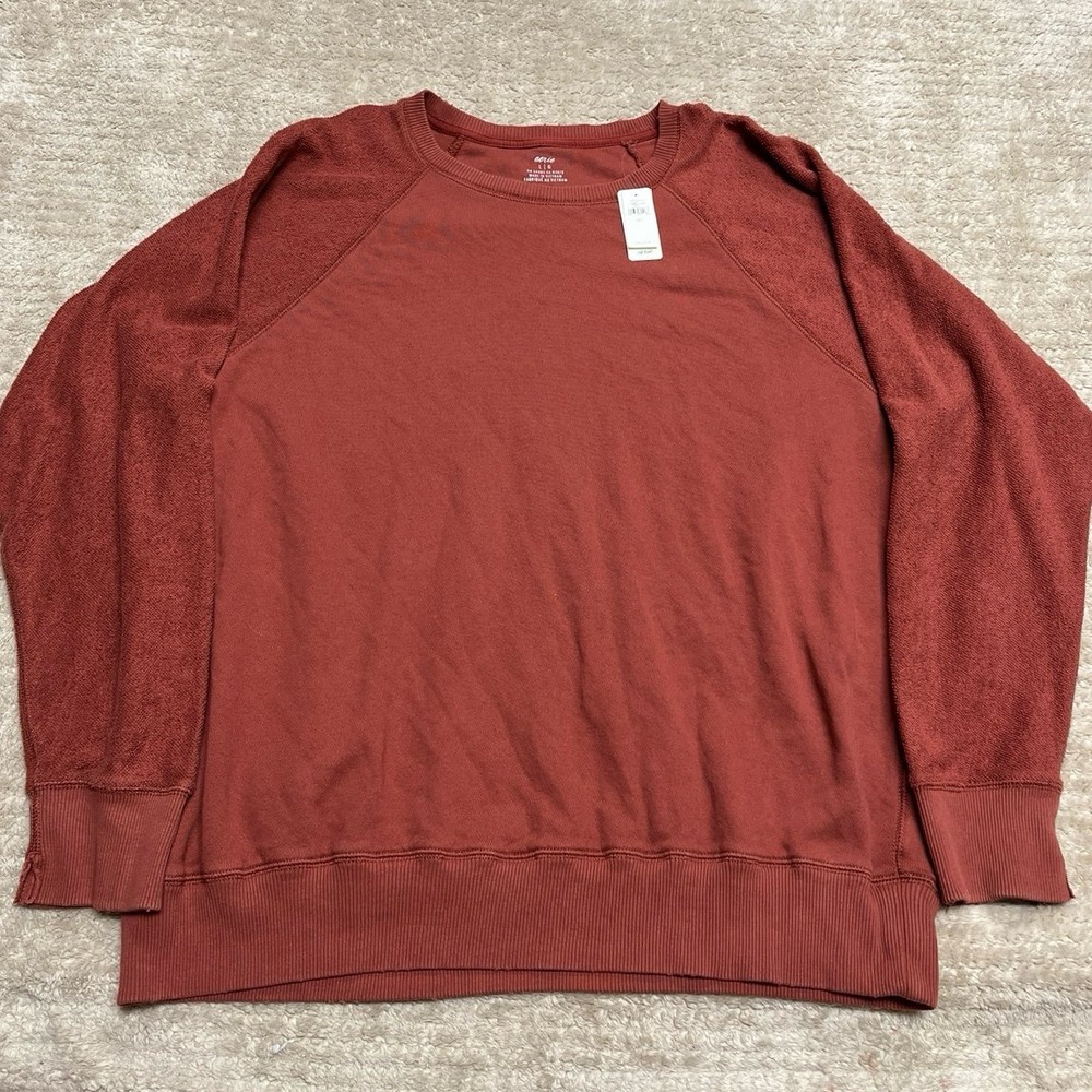 NWT Aerie Women's Rust Terry Cloth Crewneck Sweatshirt Womens size large